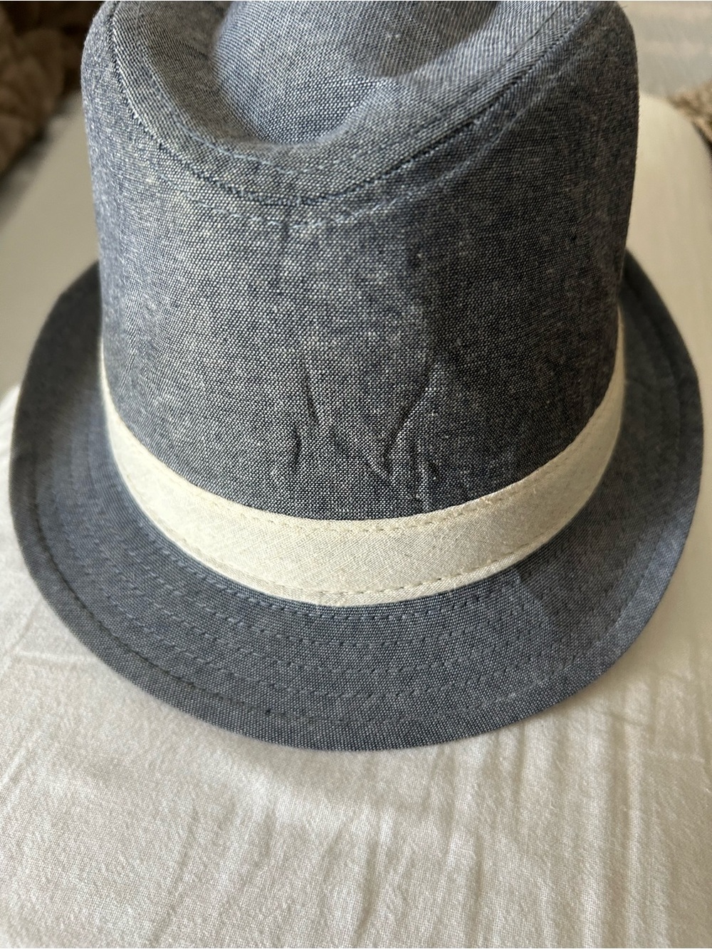 Men's Grey Fedora with Cream Band - Classic Style